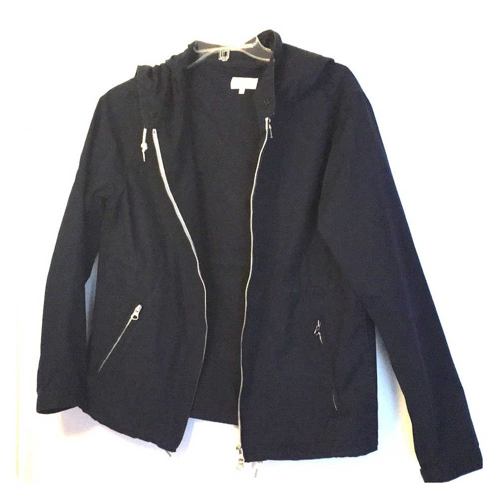 Dark blue windbreaker jacket